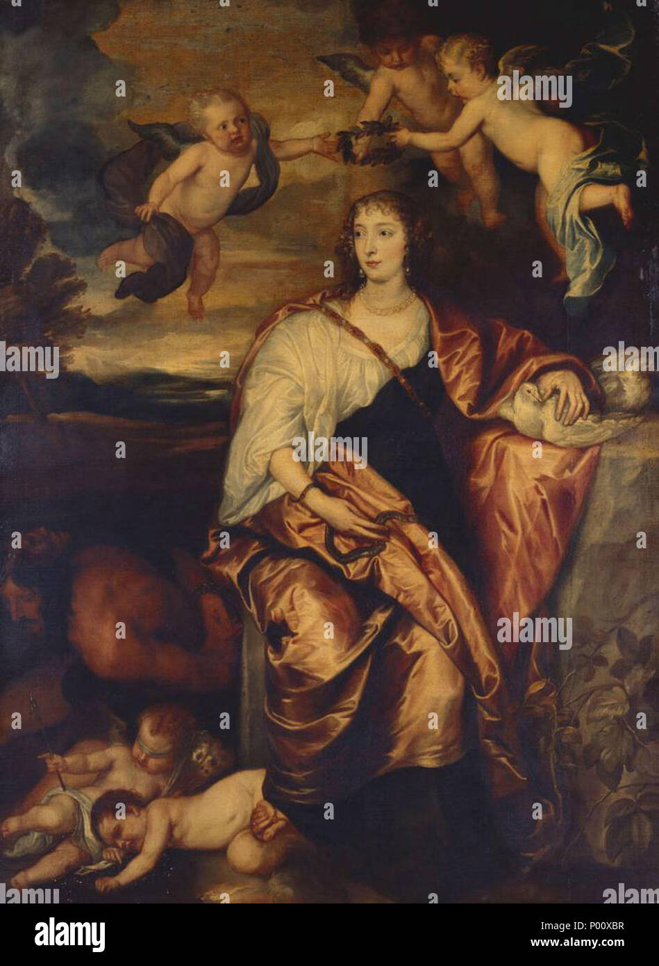 . Italiano: Ritratto di Lady Digby come Prudenza  . between 1633 and 1641. Antoon van Dyck (copia da) - Royal Collection Trust 89 Ritratto di Lady Digby come Prudenza - copia da Van Dyck Stock Photo