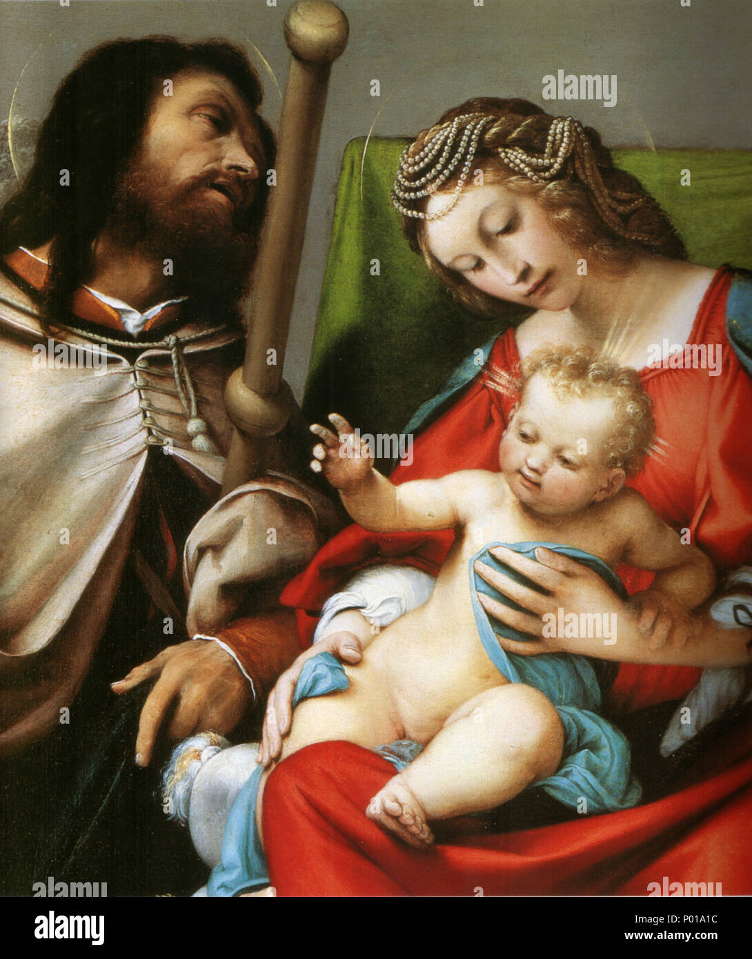 . detail . Madonna with the Child and Sts Rock and Sebastian . 16th ...