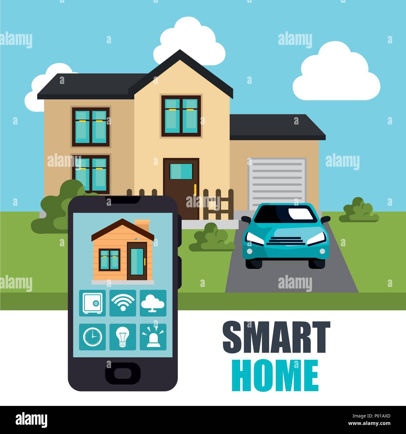 smartphone controlling smart home Stock Vector Image & Art - Alamy
