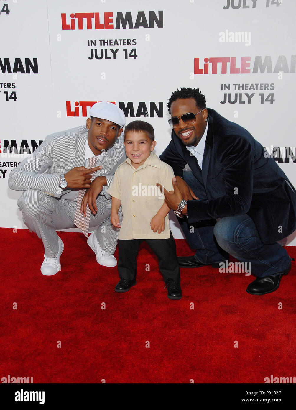 Shawn Wayans with brother Marlon and Gabe Pimentel  arriving at the LITTLE MAN Premiere at the National Theatre  In Los Angeles. July 6,  2006.WayansM Shawn PimentalGabe22  Event in Hollywood Life - California, Red Carpet Event, USA, Film Industry, Celebrities, Photography, Bestof, Arts Culture and Entertainment, Celebrities fashion, Best of, Hollywood Life, Event in Hollywood Life - California, Red Carpet and backstage, Music celebrities, Topix, Couple, family ( husband and wife ) and kids- Children, brothers and sisters inquiry tsuni@Gamma-USA.com, Credit Tsuni / USA, 2006 to 2009 Stock Photo