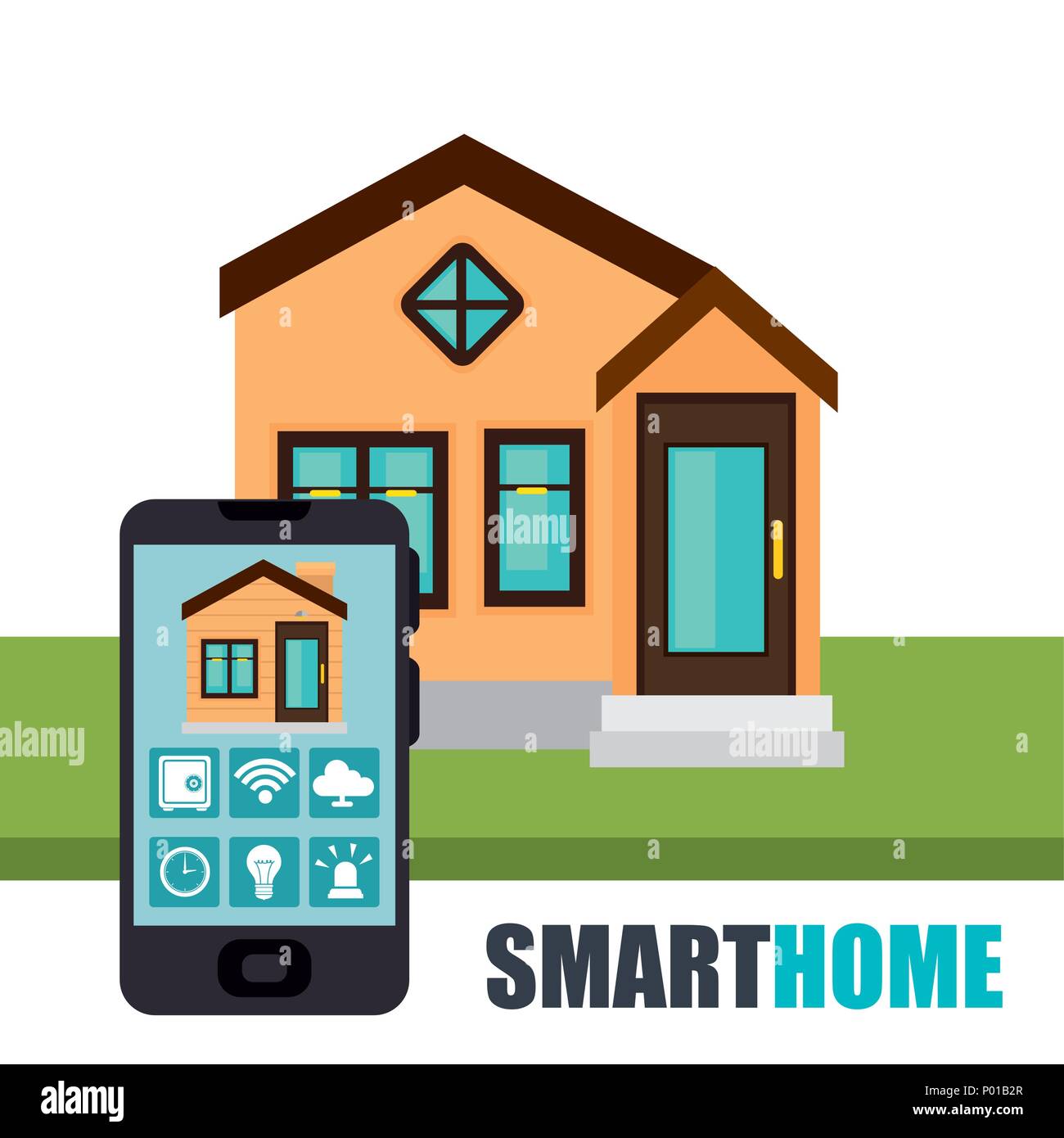 smartphone controlling smart home Stock Vector Image & Art - Alamy