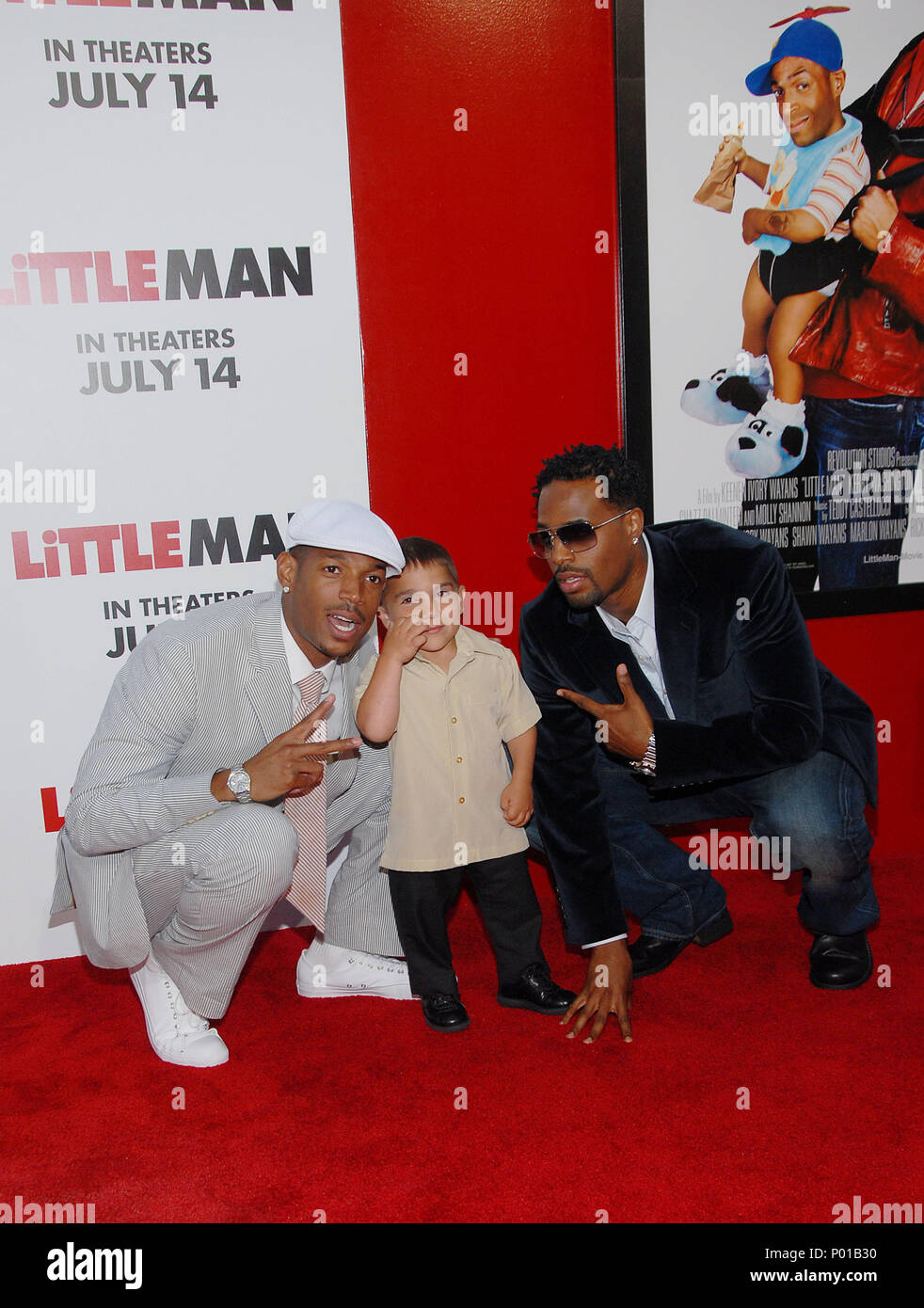 Shawn Wayans with brother Marlon and Gabe Pimentel  arriving at the LITTLE MAN Premiere at the National Theatre  In Los Angeles. July 6,  2006.WayansM Shawn PimentalGabe23  Event in Hollywood Life - California, Red Carpet Event, USA, Film Industry, Celebrities, Photography, Bestof, Arts Culture and Entertainment, Celebrities fashion, Best of, Hollywood Life, Event in Hollywood Life - California, Red Carpet and backstage, Music celebrities, Topix, Couple, family ( husband and wife ) and kids- Children, brothers and sisters inquiry tsuni@Gamma-USA.com, Credit Tsuni / USA, 2006 to 2009 Stock Photo