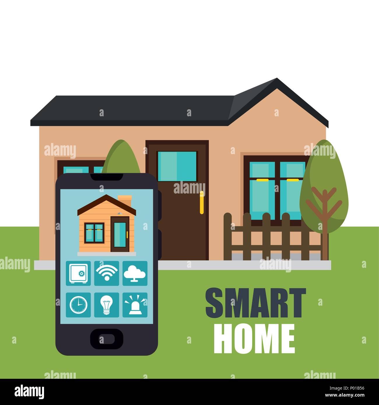 smartphone controlling smart home Stock Vector Image & Art - Alamy