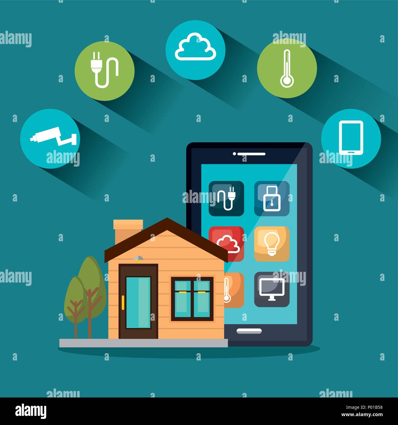 smartphone controlling smart home Stock Vector Image & Art - Alamy