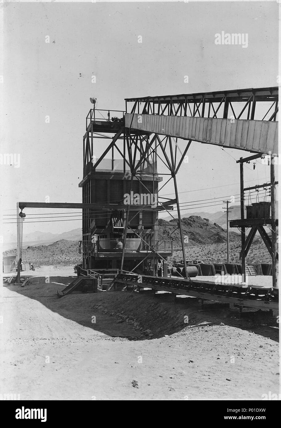 Rock crusher at Six Companies' gravel screening and washing plant Stock