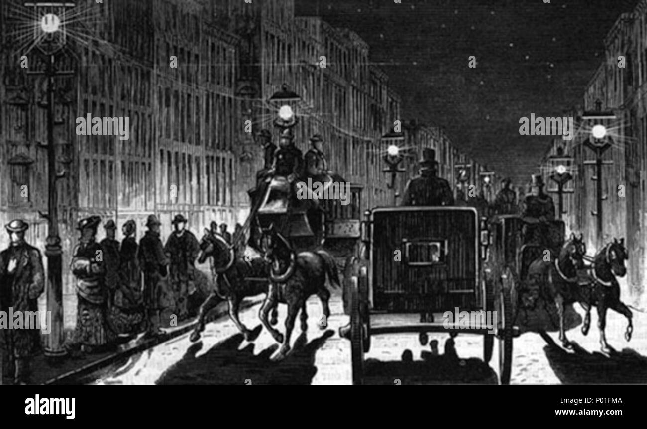 . English Brush arc lights in Broadway, 1880 . 1880. Anonymous 16