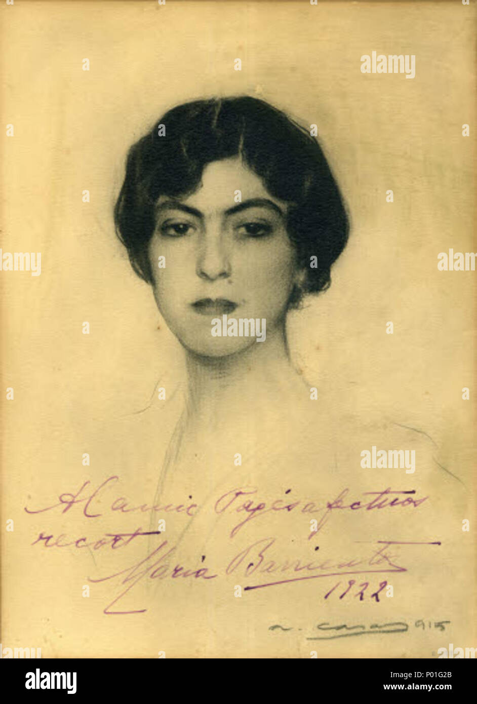 6 Reproducció de dibuix de María Barrientos dedicat i signat - Ramon Casas Museu Abelló 6935 Stock Photo