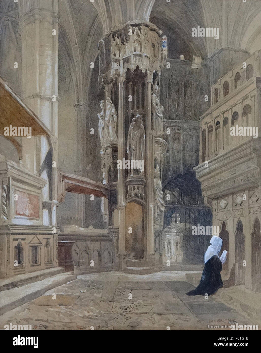 English Watercolour 45 5cm X 36 5cm Private Collection Auckland New Zealand 19th Century John Skinner Prout 1805 1876 2 John Skinner Prout Porche De L Eglese De Chartres Stock Photo Alamy