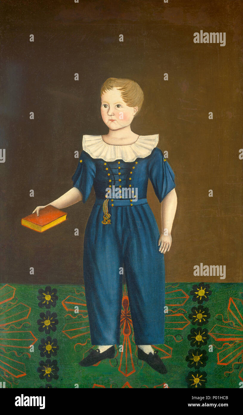 American 19th Century, Boy in Blue, c. 1820/1830, oil on canvas, Gift of Edgar William and Bernice Chrysler Garbisch 6 Boy in Blue F-000816 Stock Photo