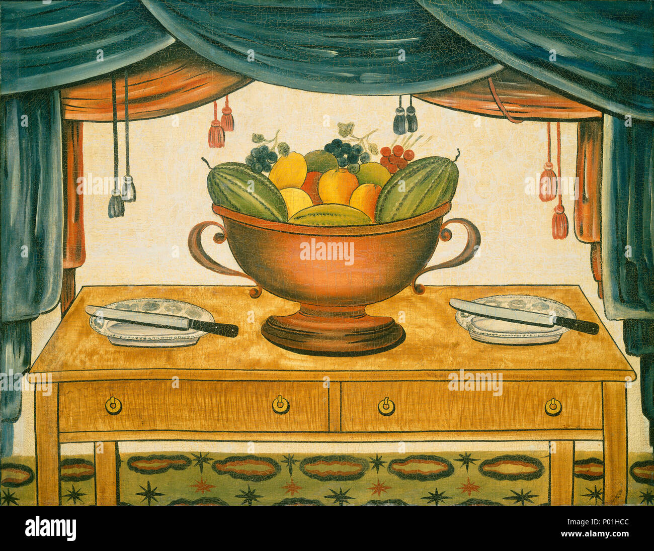 American 19th Century, Bowl of Fruit, , c. 1830, oil on canvas, Gift of Edgar William and Bernice Chrysler Garbisch 6 Bowl of Fruit G-001983-20120911 Stock Photo