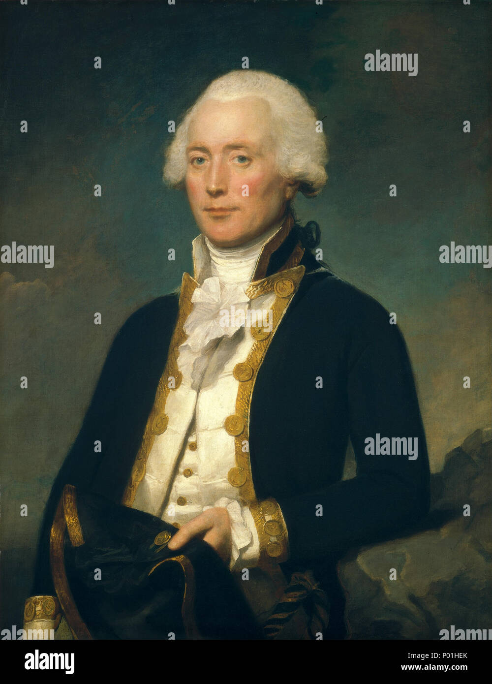 Painting; oil on canvas; overall: 92.1 x 71.8 cm (36 1/4 x 28 1/4 in.) framed: 109.9 x 89.5 x 7 cm (43 1/4 x 35 1/4 x 2 3/4 in.); 6 Captain Robert Calder E-000851-20111110 Stock Photo