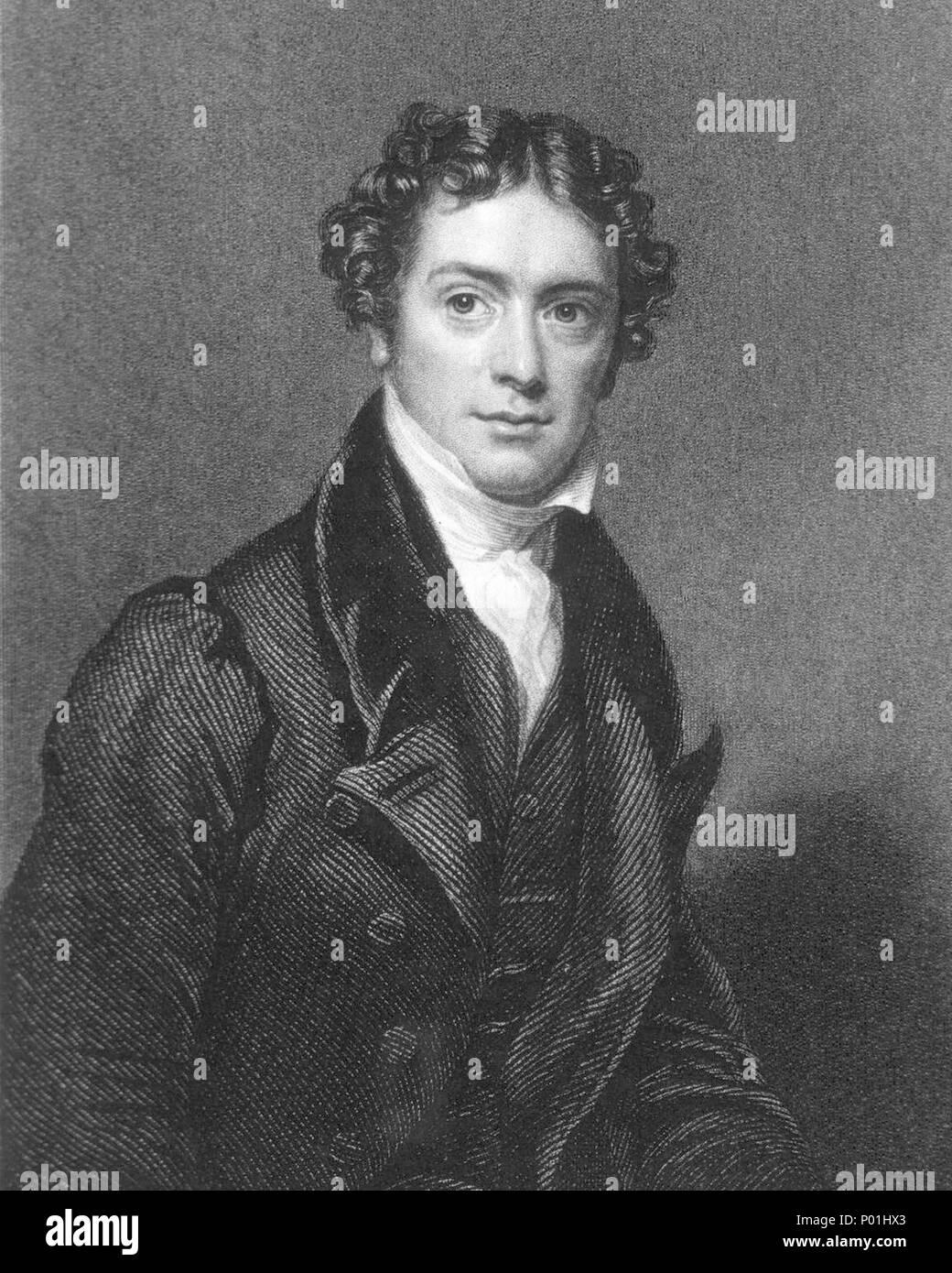 . English: Michael Faraday, (22 September 1791 – 25 August 1867) in his late thirties  . circa 1826. Painted by H.W. Pickersgill (1782-1875), Engraved by John Cochran (1821-1865) 9 Faraday Cochran Pickersgill Stock Photo