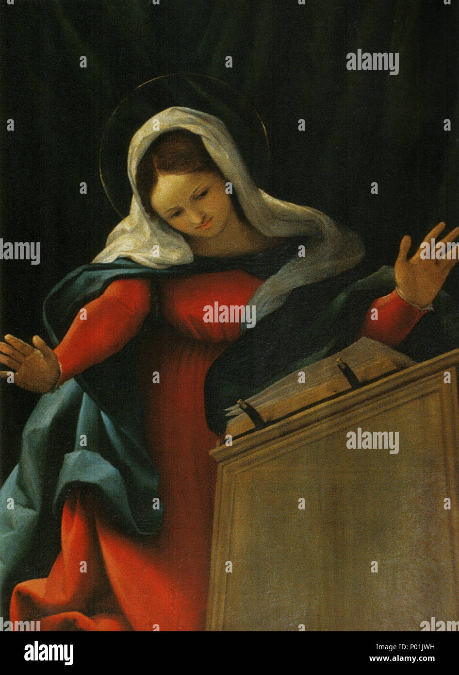 . Virgin Annunciate . 1527 18 Polittico di Ponteranica, vergine annunciata Stock Photo