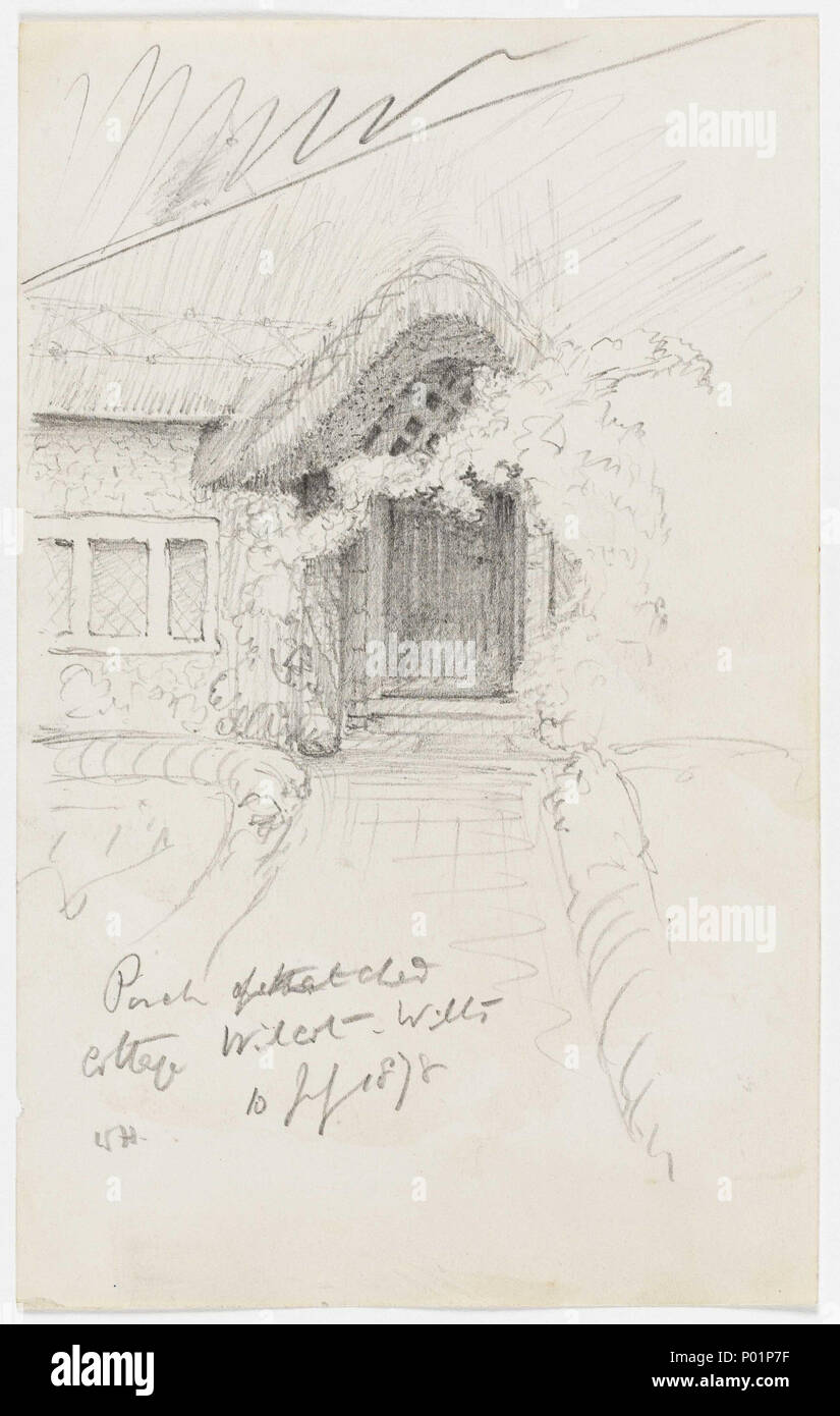 English Porch Of Thatched Cottage Wilcot Wilts 10 July 1878