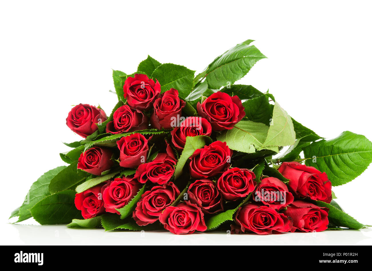 Photo of the bouquet of fresh roses on white background Stock Photo - Alamy