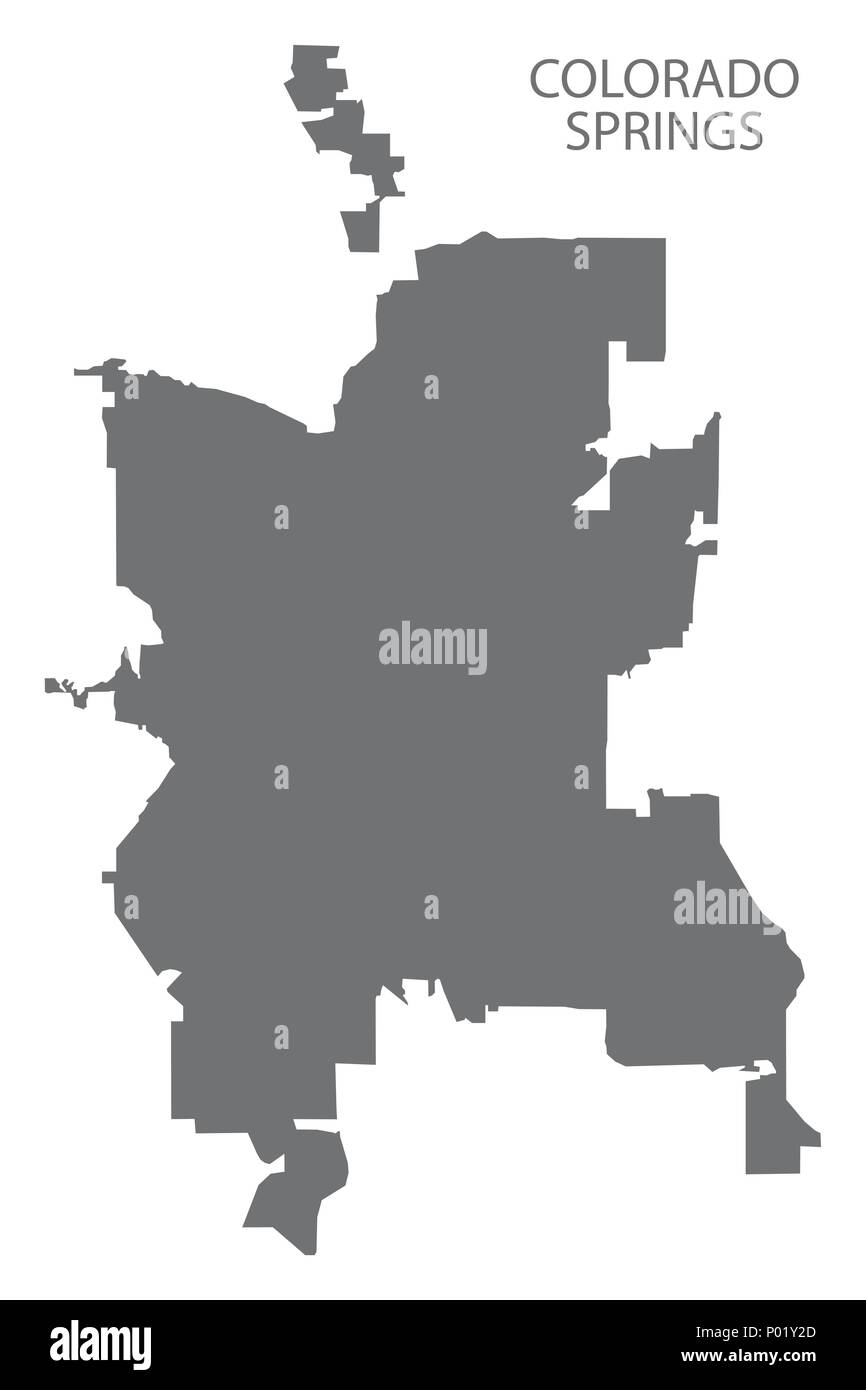Colorado Springs CO city map grey illustration silhouette shape Stock Vector