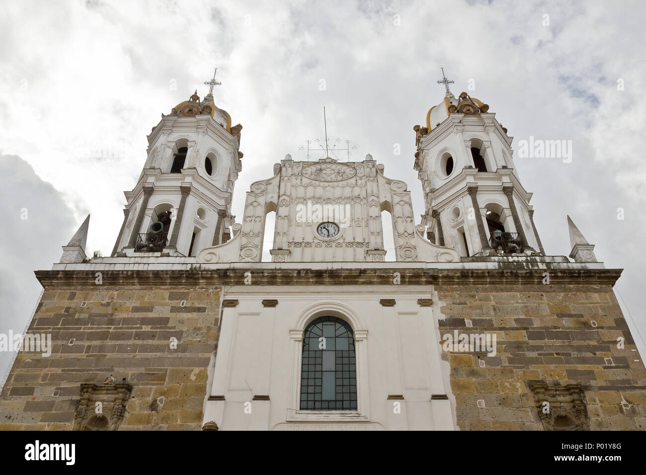 Old church towers in Tlaquepaque, Mexico Stock Photo