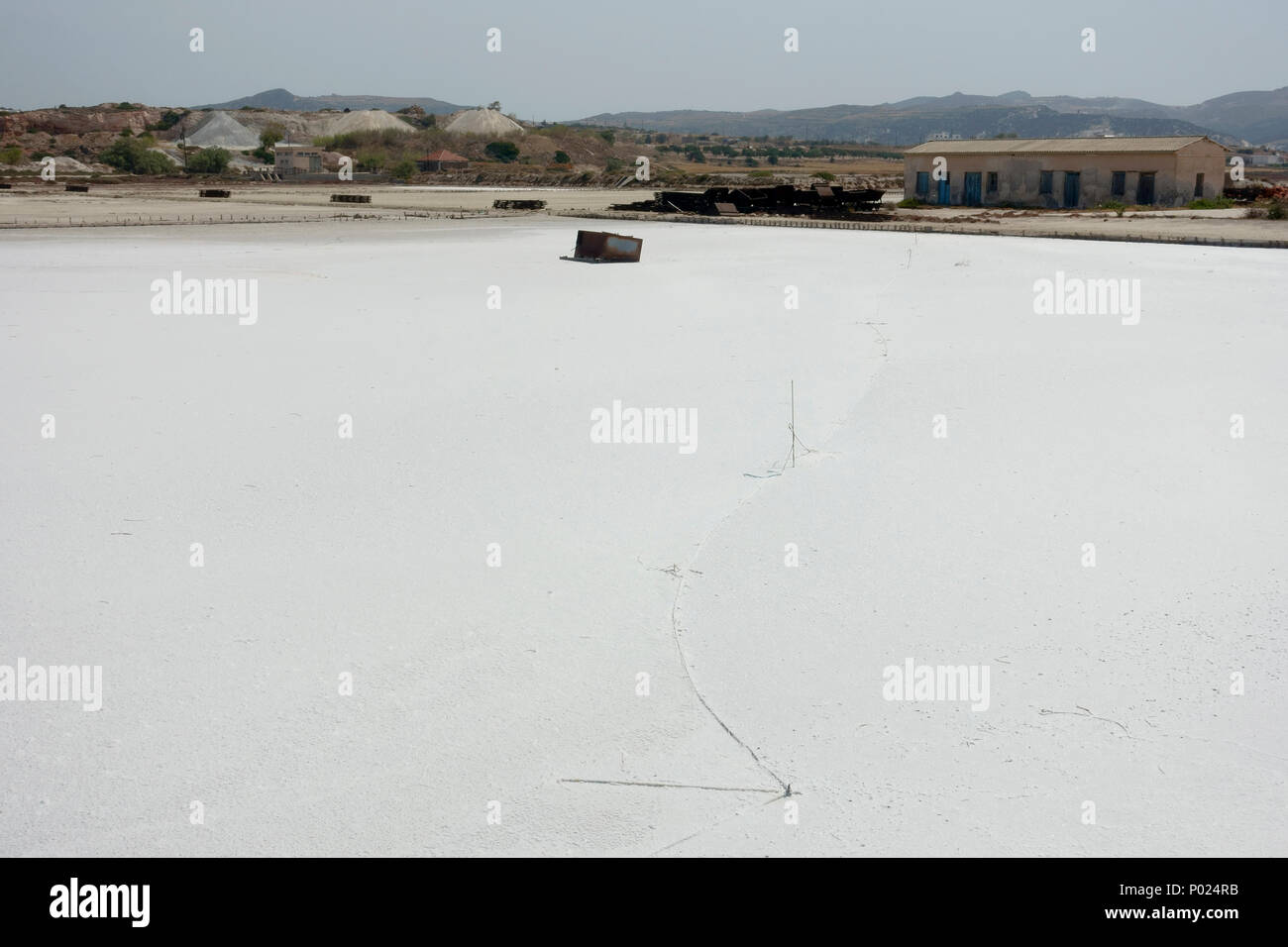 disused salt pans Milos Cyclades Greece Stock Photo