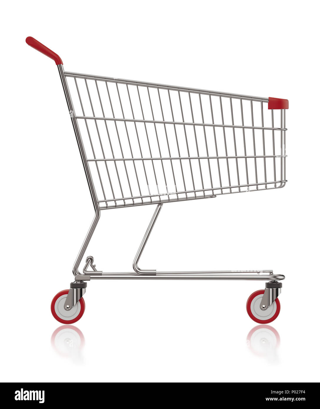 Shopping Cart Side View On White Background Stock Photo