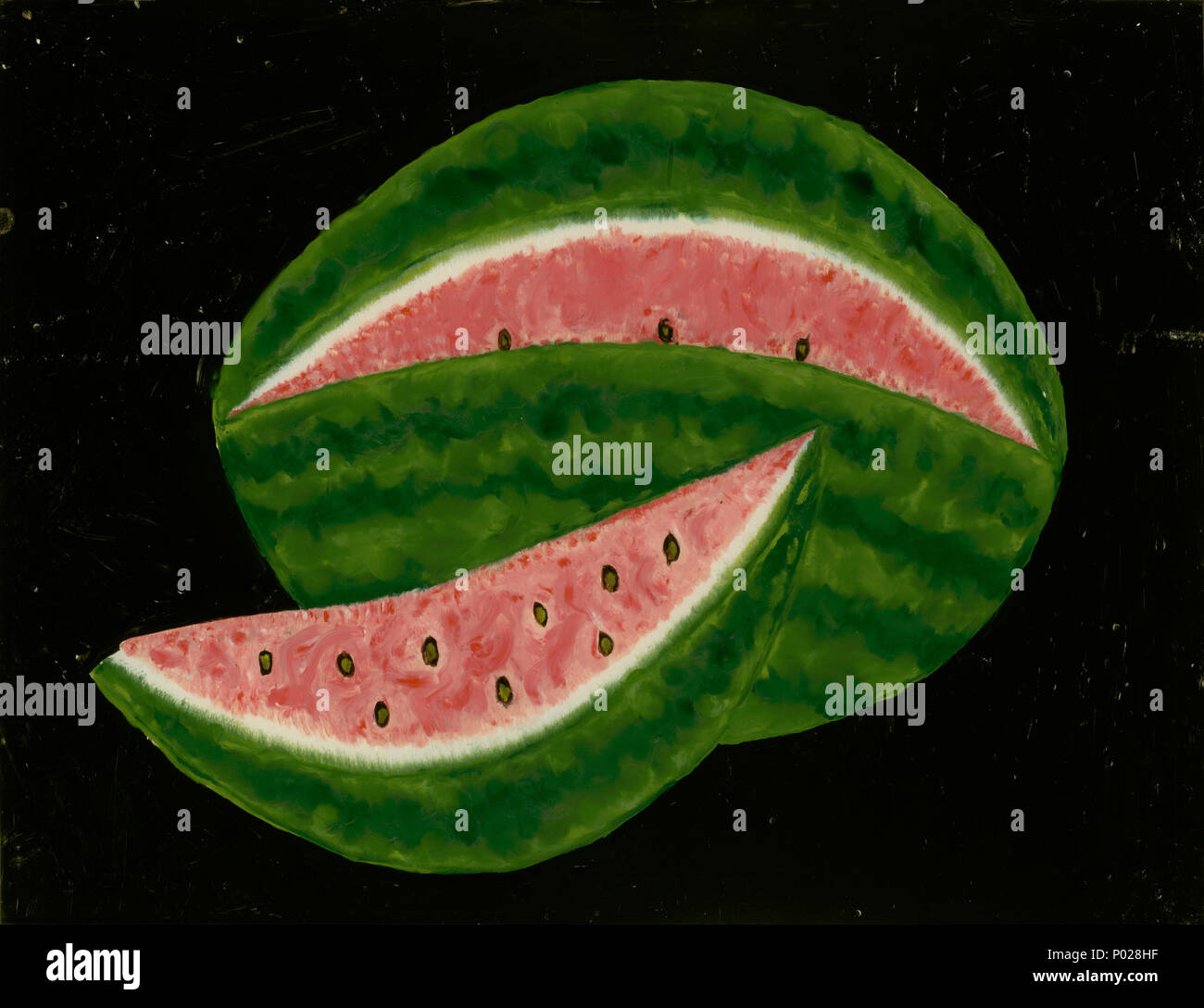 American 19th Century, Watermelon, mid 19th century, reverse painting on glass, Gift of Edgar William and Bernice Chrysler Garbisch 1964.23.6 25 Watermelon C15577 Stock Photo