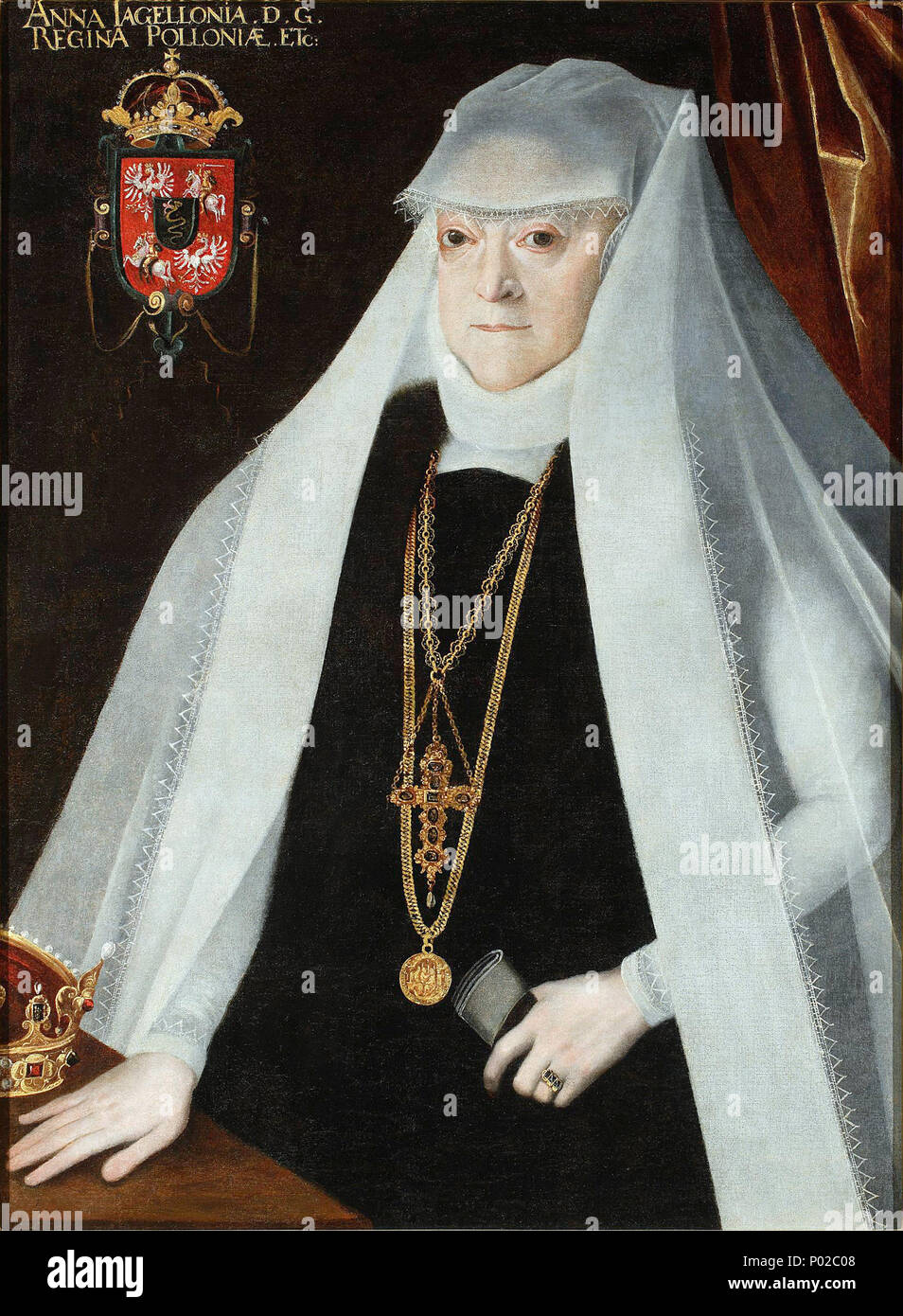 . Portrait of Queen Anna Jagiellon as a widow. circa 1590 16 Kober Anna Jagiellon Stock Photo