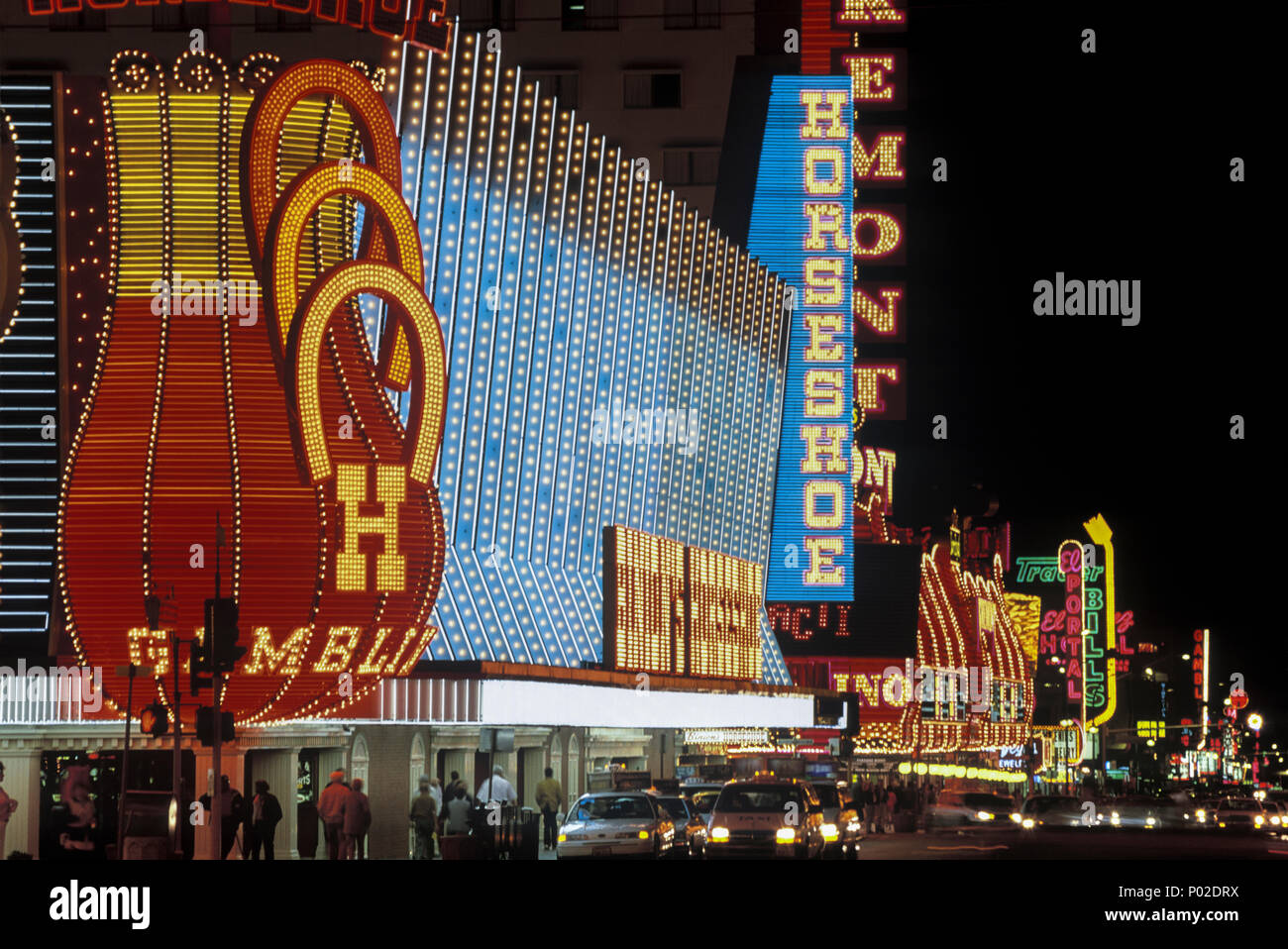 1992 HISTORICAL BINIONS HORSESHOE HOTEL CASINO (©WILLIAM WAGNER 1961) FREMONT STREET LAS VEGAS NEVADA USA Stock Photo