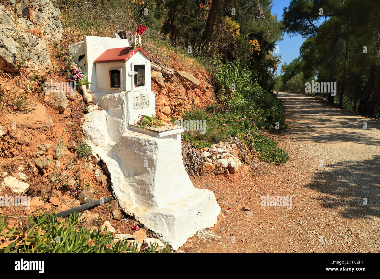 Greek Orthodox street shrine Stock Photo