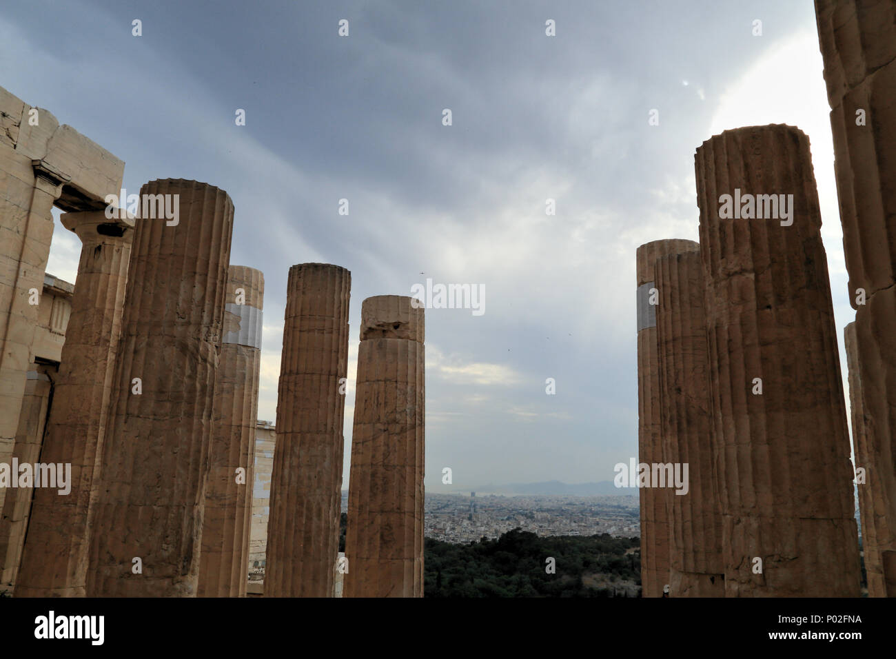 Dark sky, Athens Stock Photo