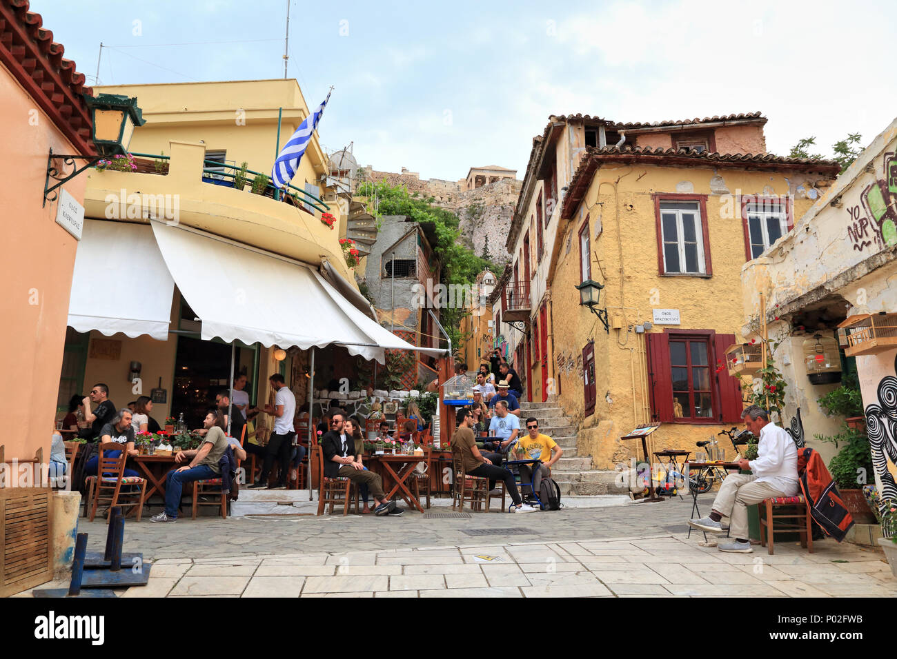Bars restaurants in Plaka, Athens: Klepsidra Cafe Stock Photo