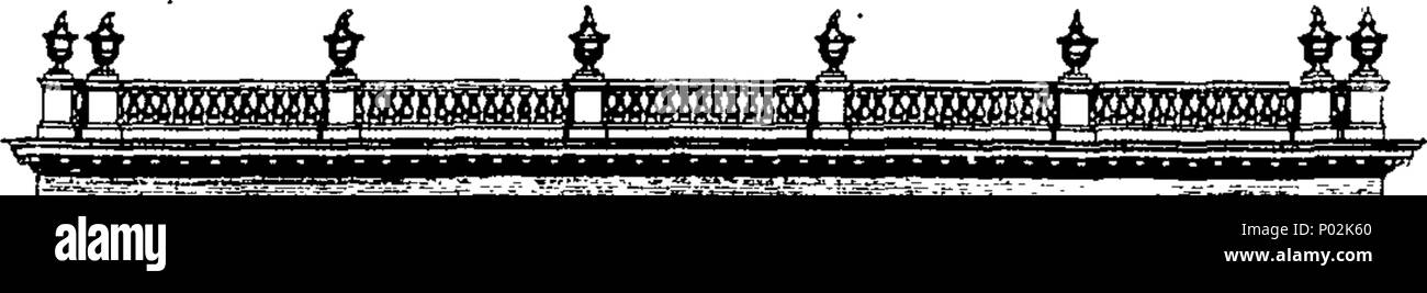 . English: Fleuron from book: A collection of designs in architecture, containing new plans and elevations of houses, for general use. With A great Variety of Sections of rooms; from a common Room, to the most grand and magnificent. their decorations, viz. Bases, Surbases, Architraves, Freezes, and Cornices, properly inriched with Foliages, Frets and Flowers, in a New and Grand Taste. With margins and mouldings for the panelling. All large enough for Practice. To which are added, curious designs of stone and timber bridges, Extending from Twenty Feet to Two Hundred and Twenty, in One Arch. Lik Stock Photo