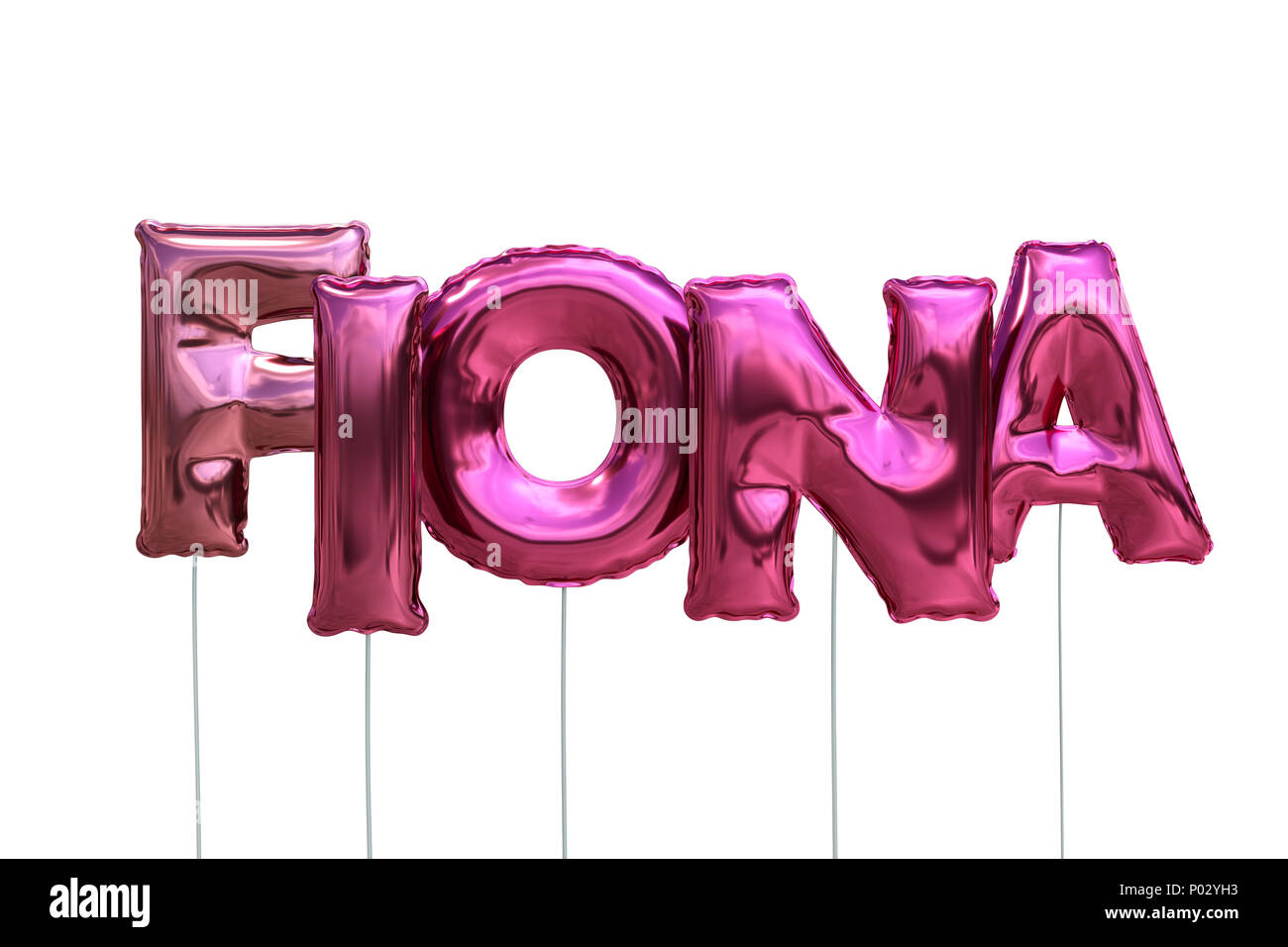 Name fiona made of pink inflatable balloons isolated on white