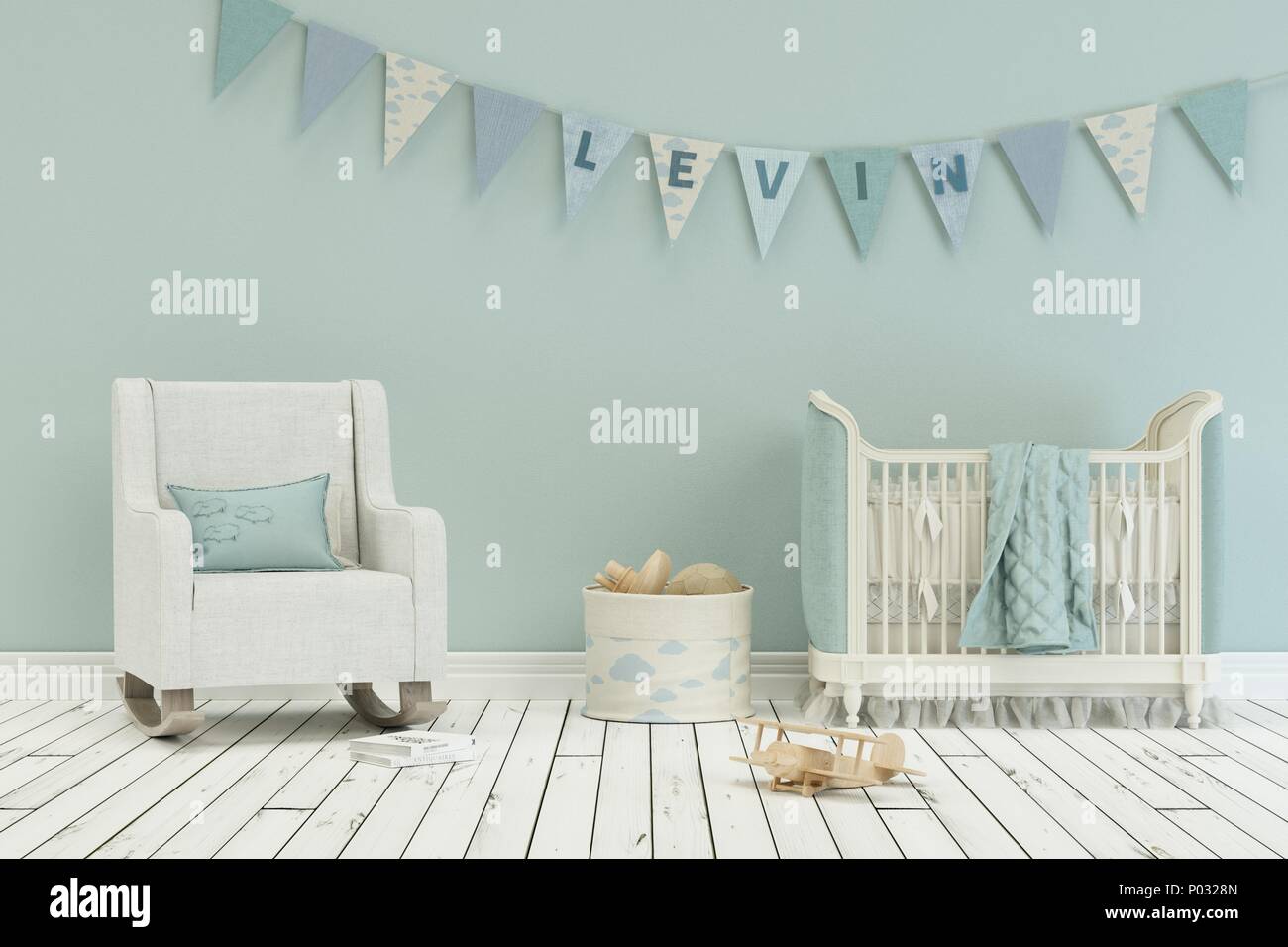 modern nursery with decorated Flags with name levin Stock Photo Alamy