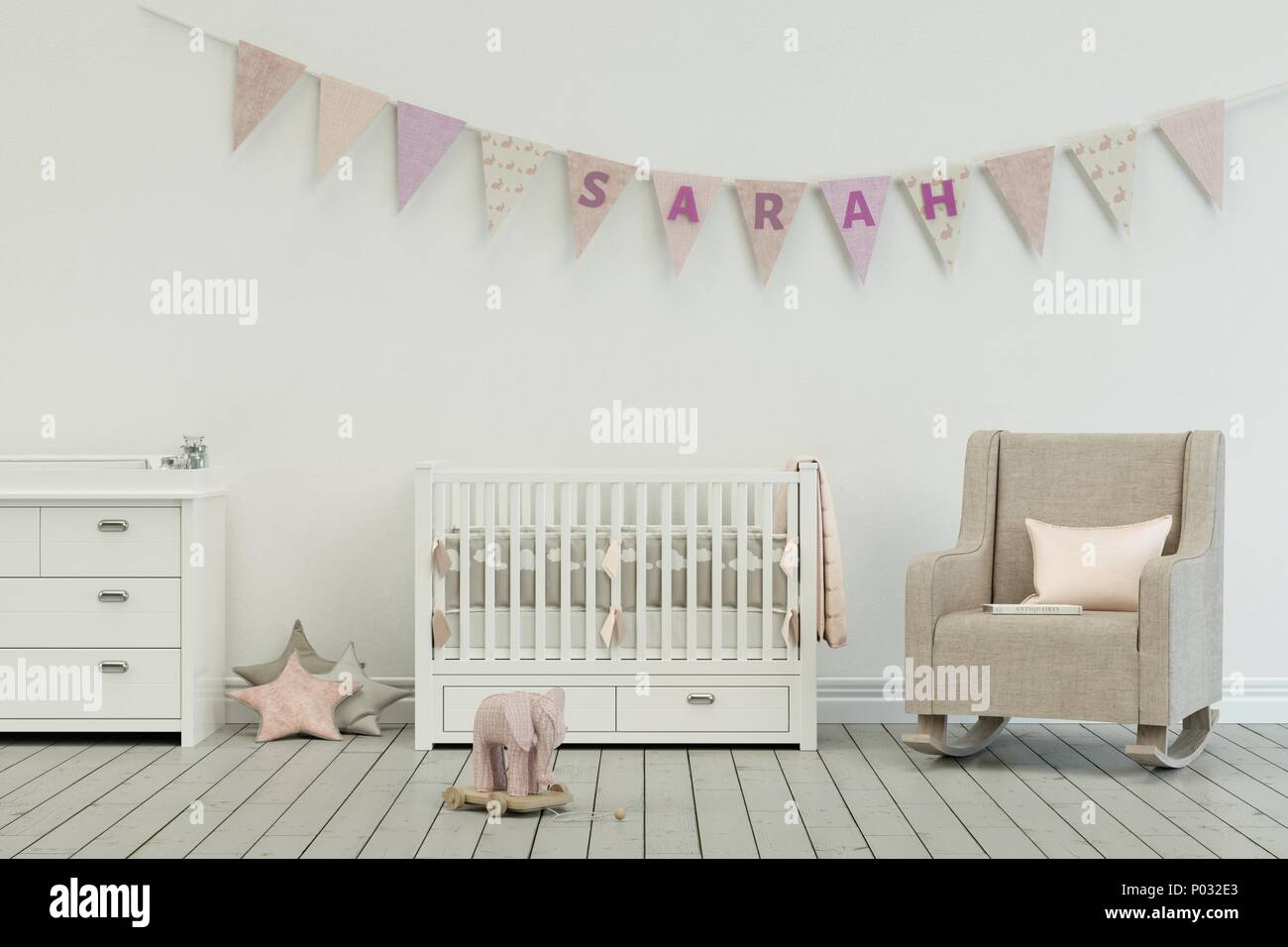 modern nursery with decorated Flags with name sarah Stock Photo Alamy