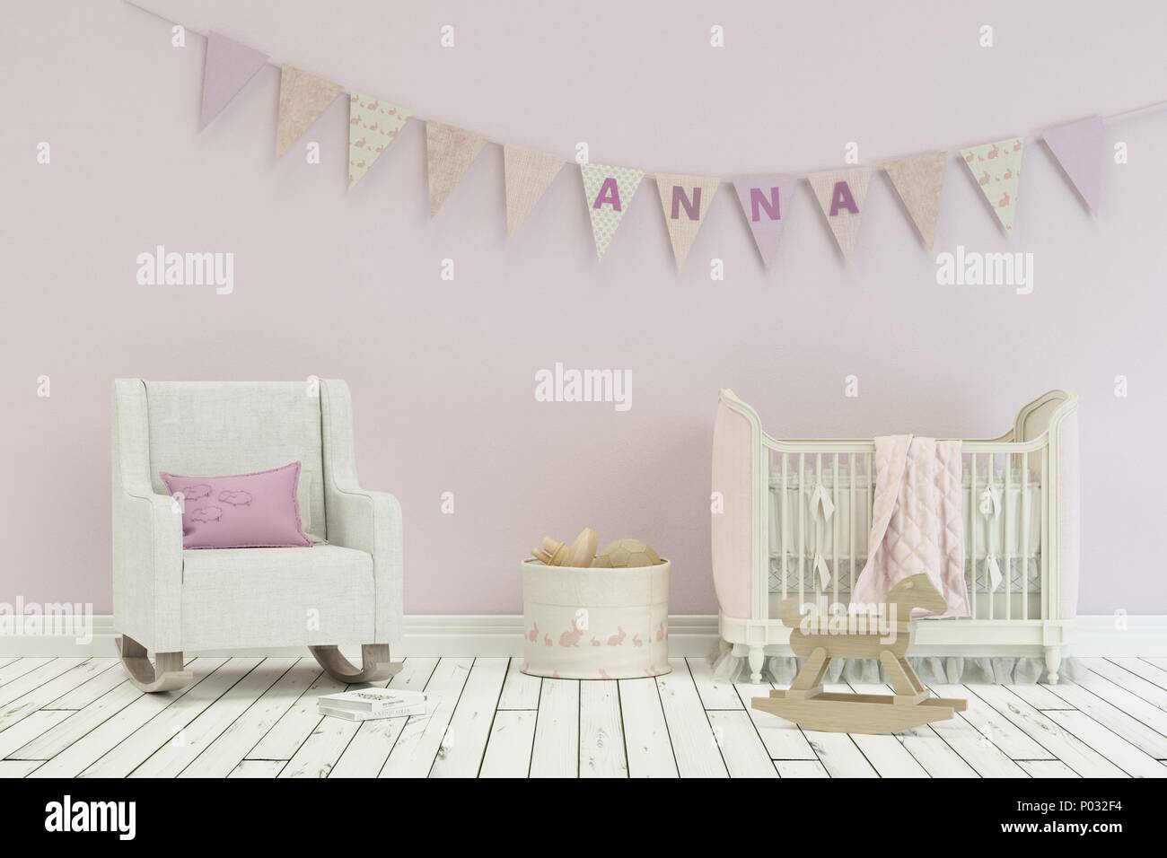 modern nursery with decorated Flags with name Anna Stock Photo Alamy