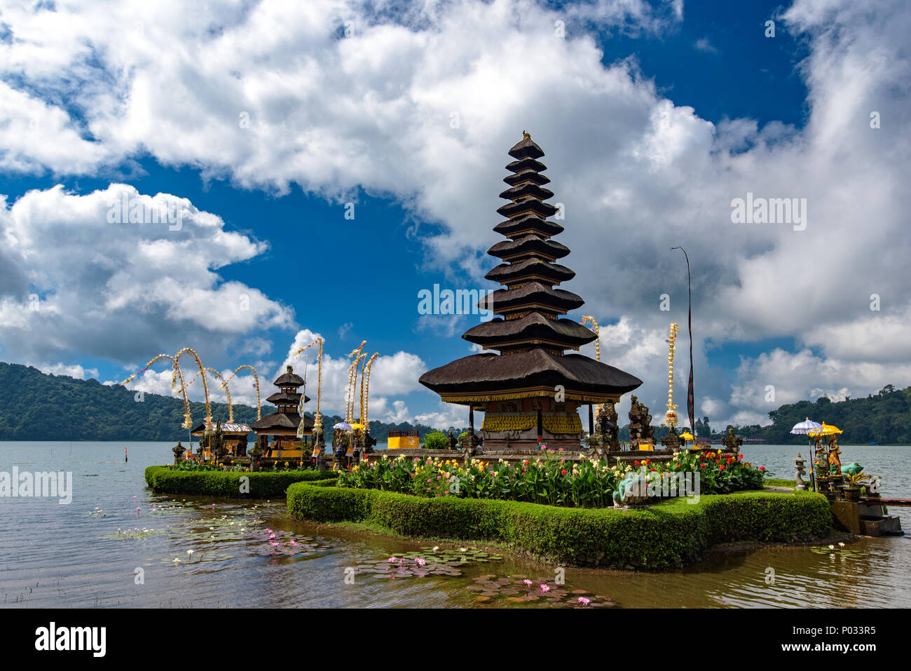 Pura Ulun Danu Bratan, a Hindu Shaivite water temple on Bali, Indonesia Stock Photo