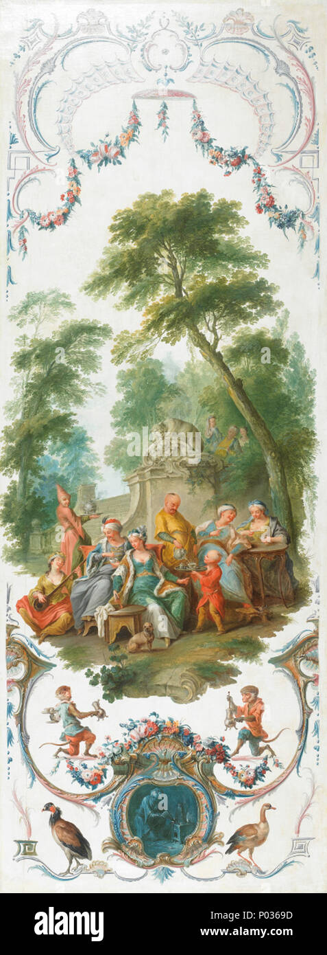 . The Hot Drink . circa 1750 13 La boisson chaude - Christophe Huet Stock Photo