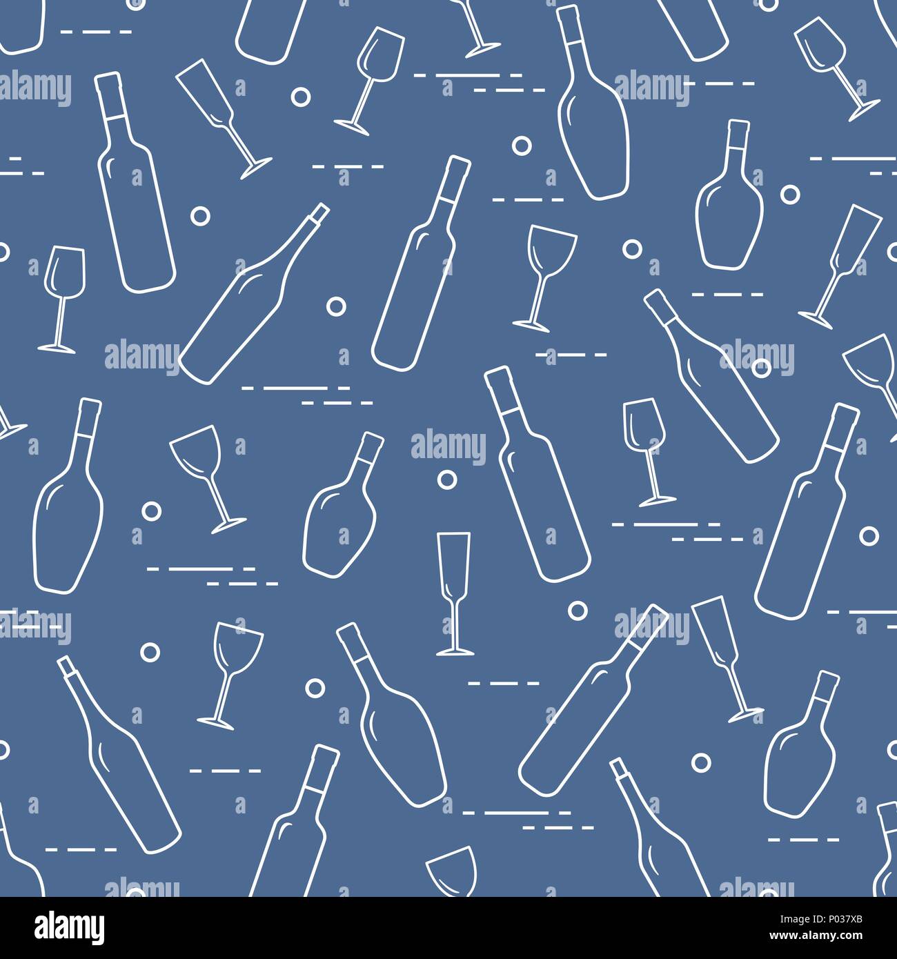 Seamless pattern of wine glasses and bottles of wine. Wine-making ...