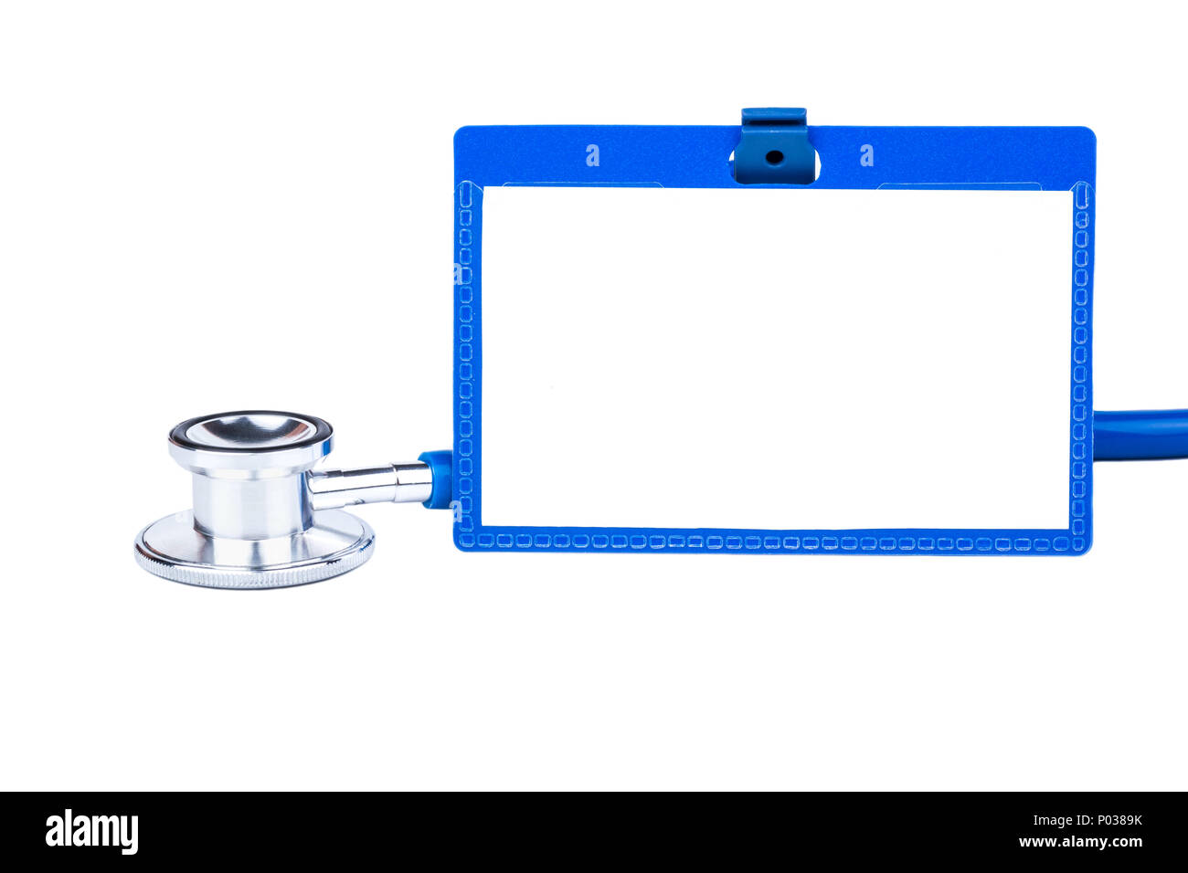 Stethoscope and blank badge doctor on a white background Stock Photo ...