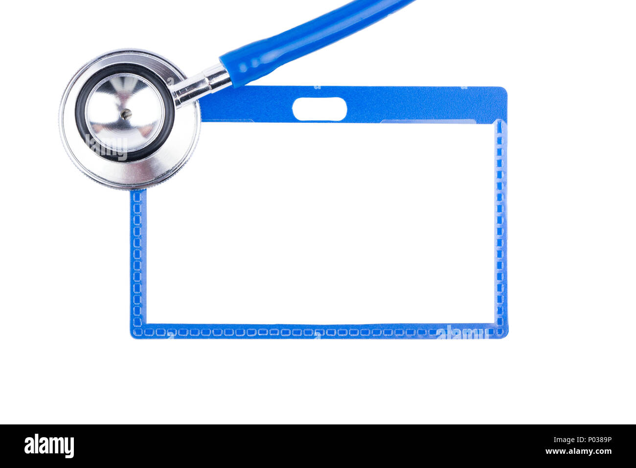 Stethoscope and blank badge doctor on a white background Stock Photo ...