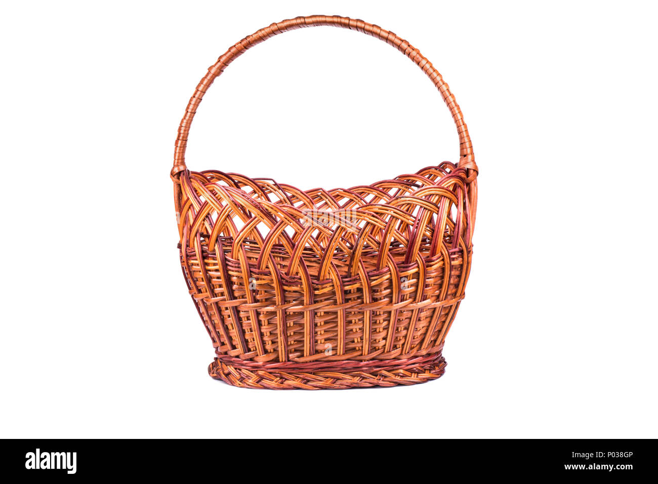 Wicker basket made of twigs on a white background Stock Photo Alamy