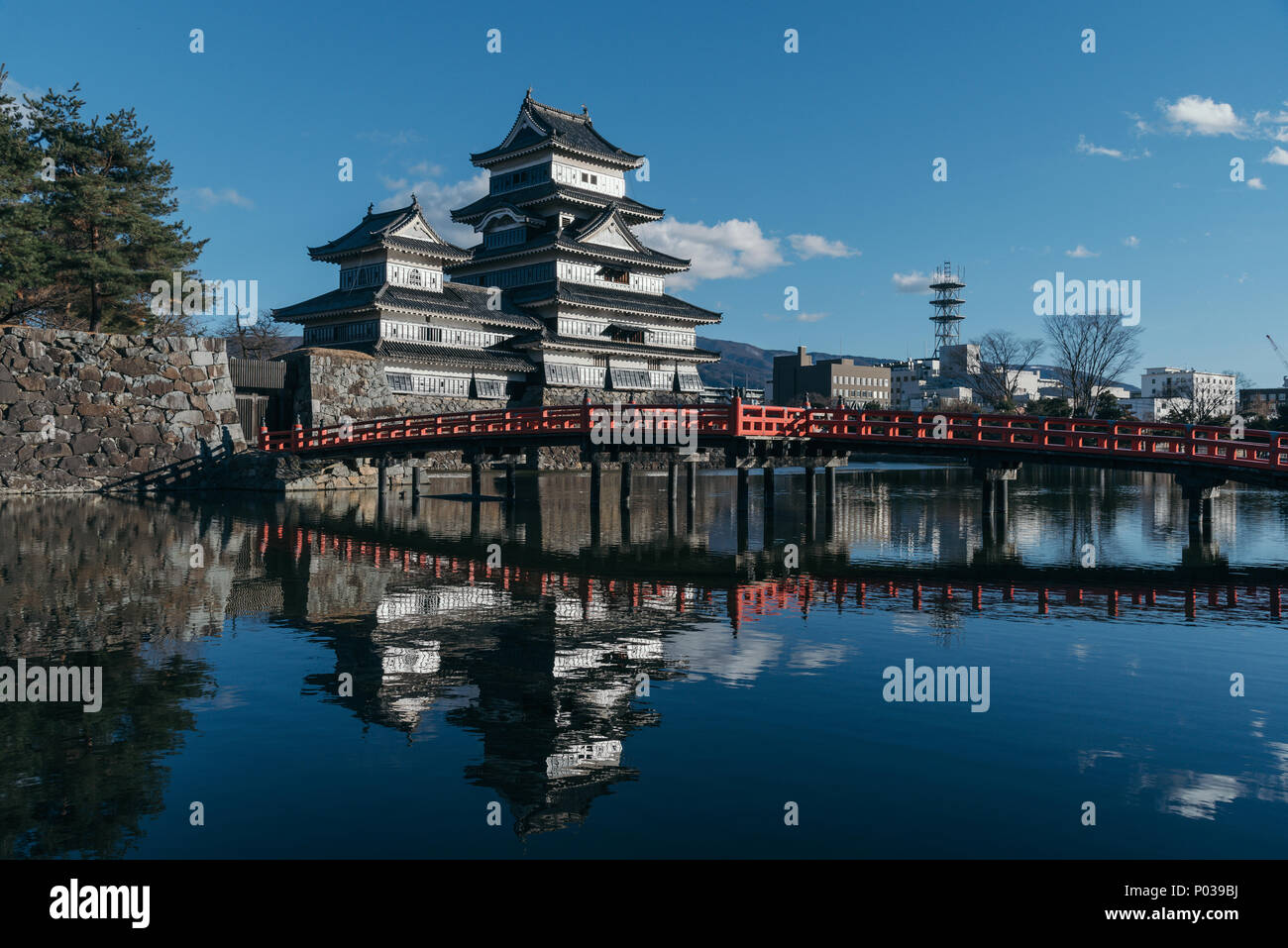Matsumoto castle reflection Stock Photo
