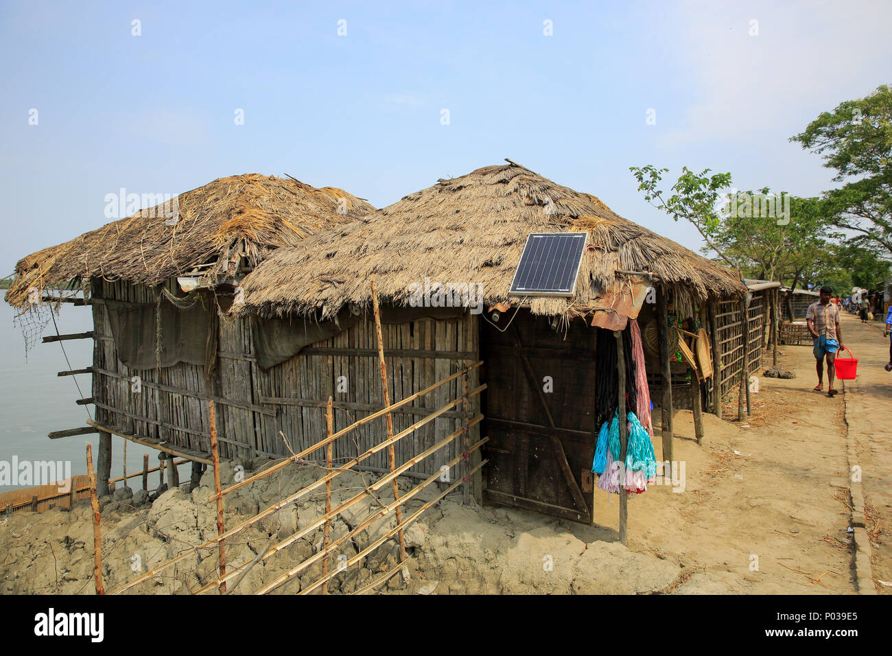 Solar is the only energy source of Gabura union in Shyamnagar Upajila under Satkhira district of Bangladesh. Cyclone Aila flooded this area in 2009, t Stock Photo