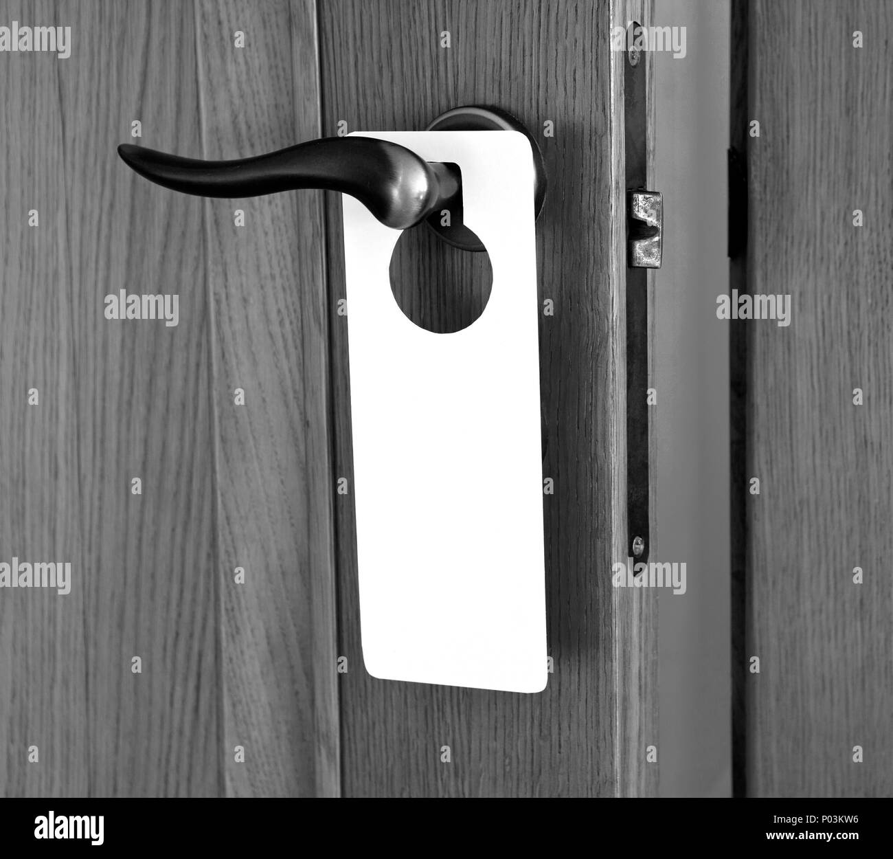 hotel door handle with blank paper hanger stock photo 206605874 alamy