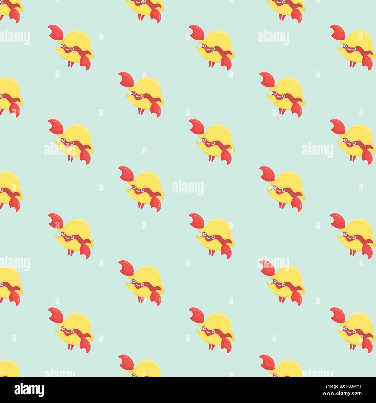 Seamless pattern with hermit crab. Stock Vector
