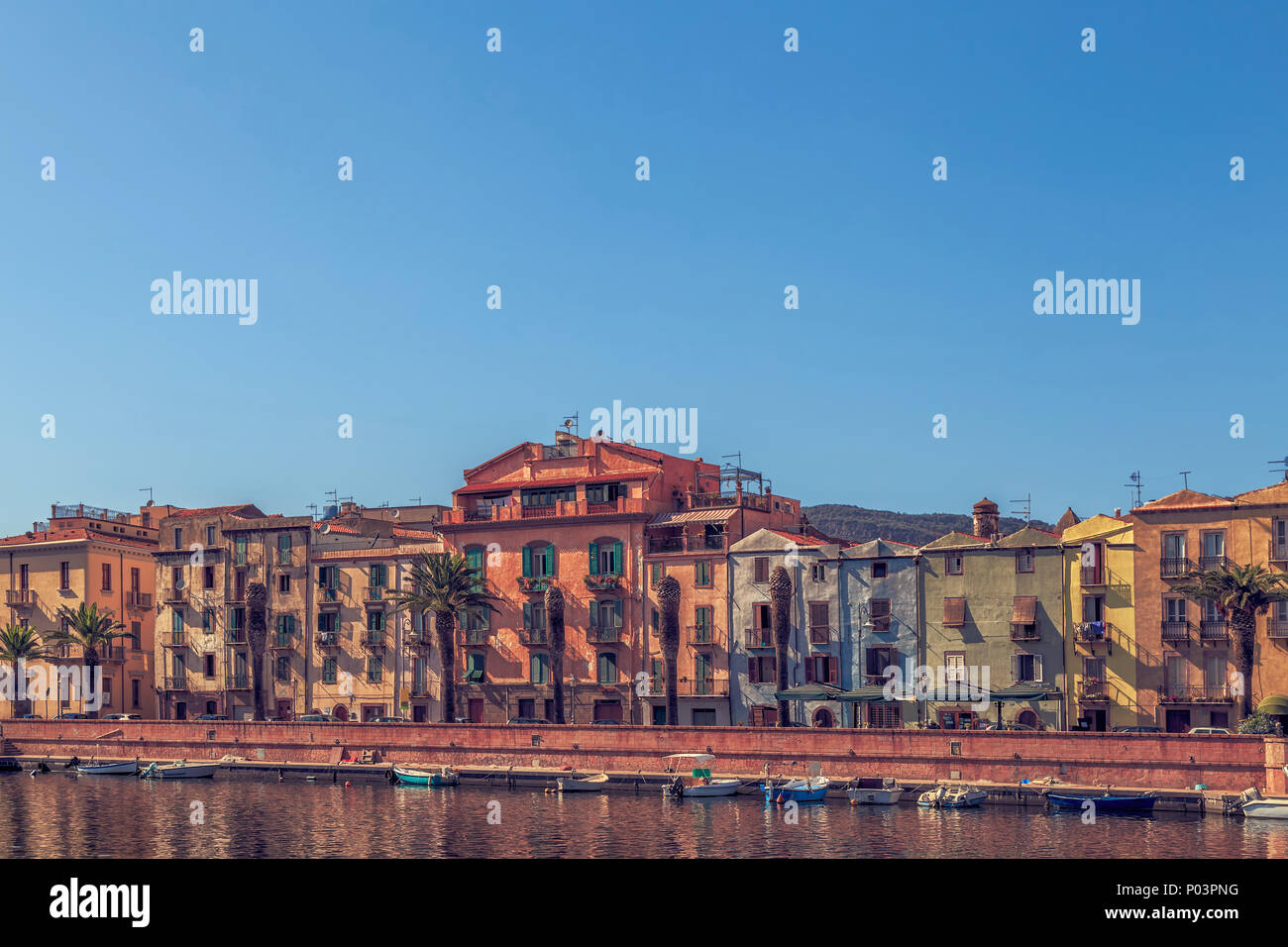 Beautiful old buildings in Bosa, Sardinia, Italy Stock Photo - Alamy