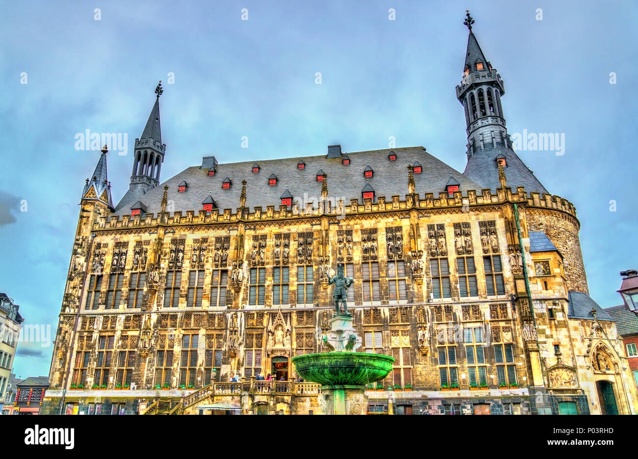 Aachener Rathaus, the Town Hall of Aachen, built in the Gothic style. Germany Stock Photo