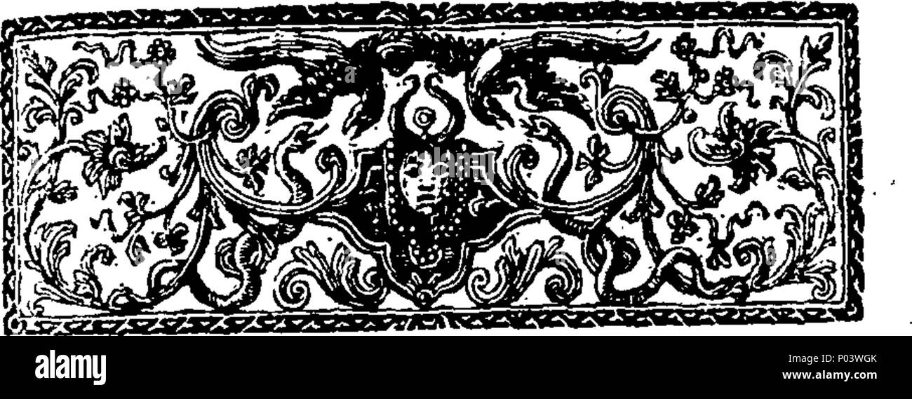 . English: Fleuron from book: A compleat introduction to the art of writing letters; universally adapted to all classes and conditions of life; Designed not only for the Use of Youth in general; but for every Person who would learn to write Letters well. Compiled and selected from the best Authors, Antient and Modern, viz. Cicero, Pliny, Voiture, Balzac, St. Evremont, Sir Wm. Temple, Lord Lansdown, Locke, Dryden, Pope, Atterbury, Swift, Bolingbroke, Gay, Garth, Rochester, Otway. And other celebrated Writers. With many more Original Letters than in any Book of the like Kind. To which is presixe Stock Photo