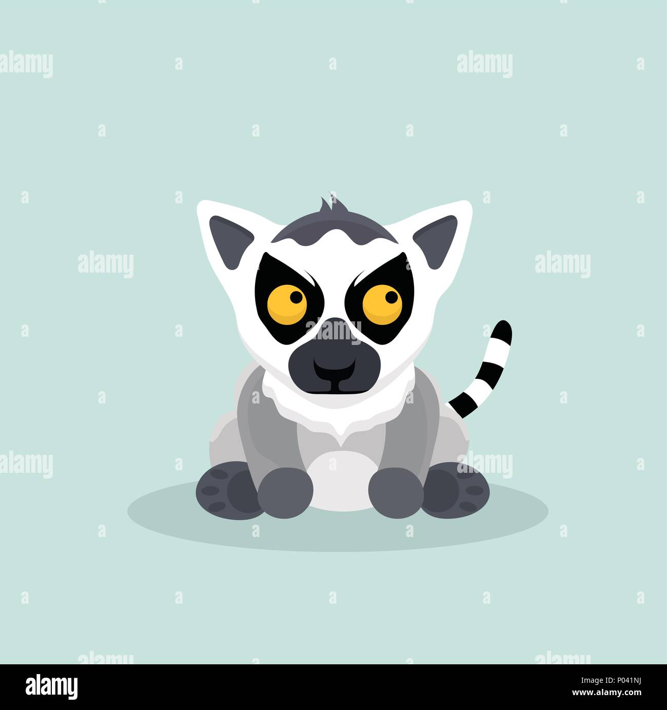 Cute cartoon ring tailed lemur. Stock Vector