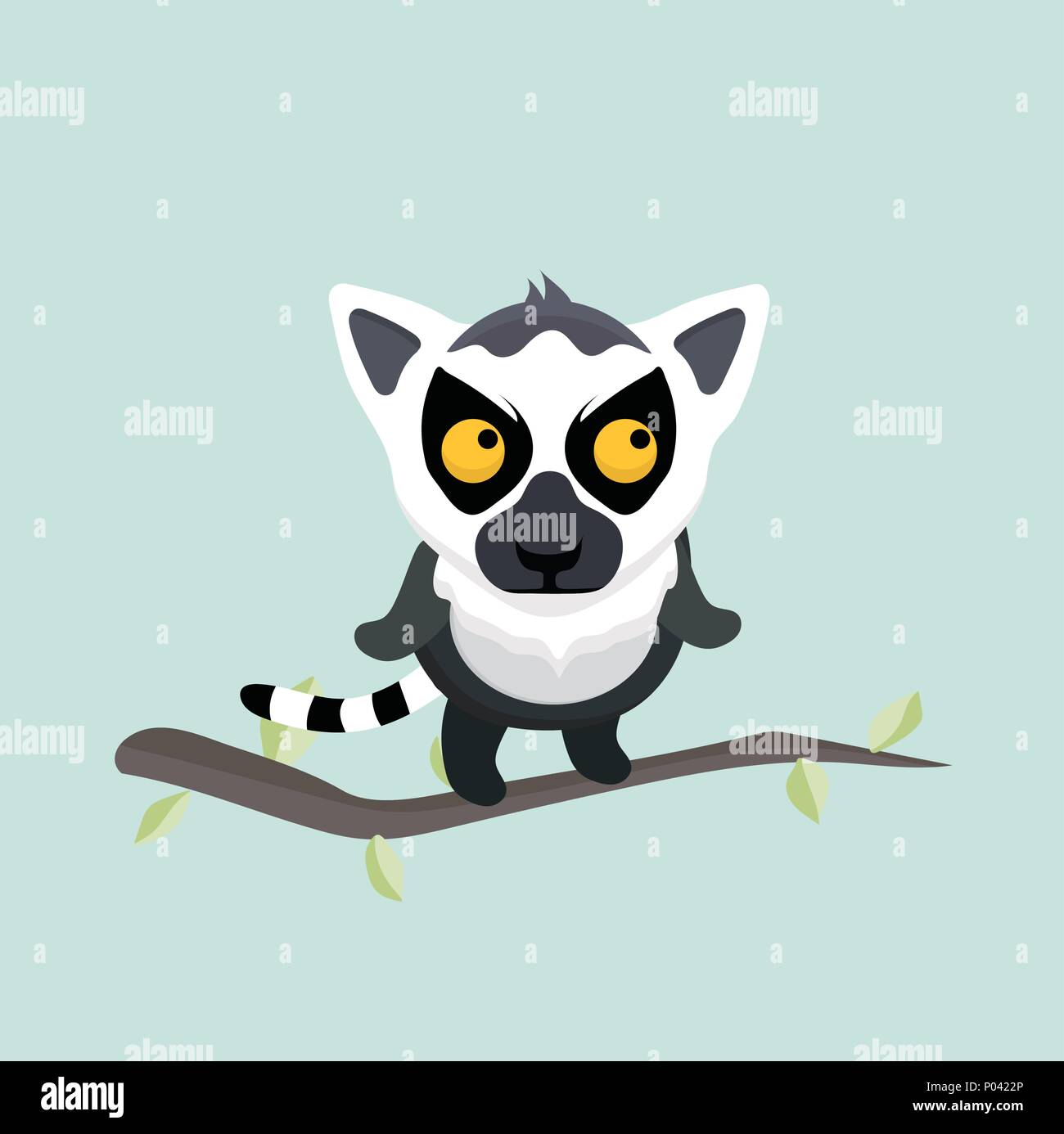 Cute cartoon ring tailed lemur. Stock Vector