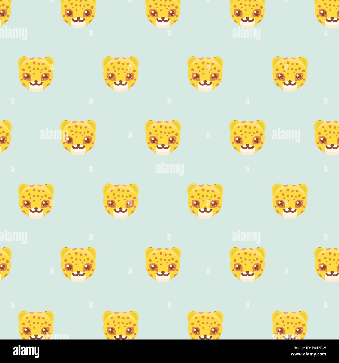 Seamless pattern with cute cartoon leopards. Stock Vector